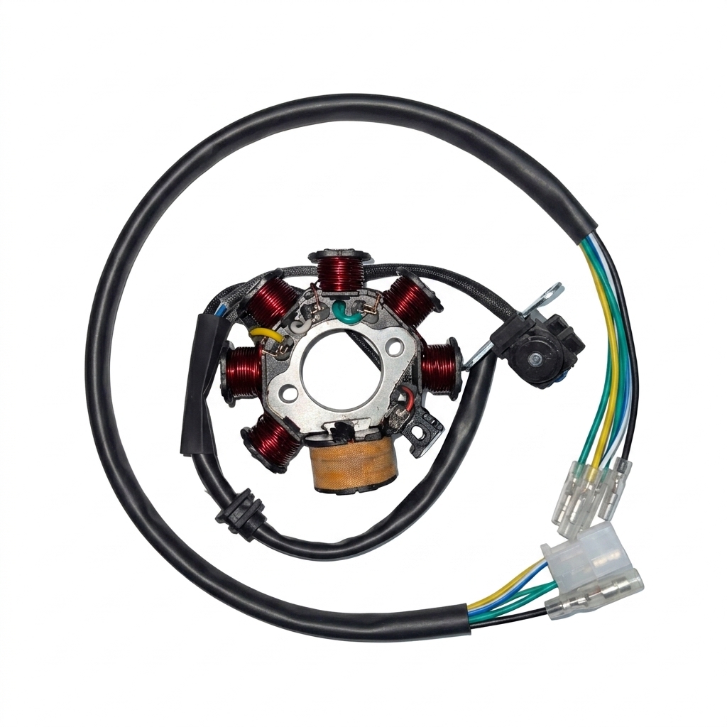 Magneto coil 8 pole Magneto coil 8 pole - Yousaf Engineering (Pvt) Ltd motorcycle part, made in Pakistan